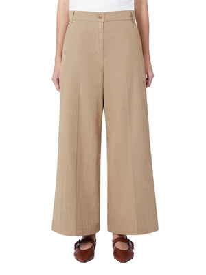 Max Mara Weekend Pantalone In Gabardina Lavata Max Mara - Nocciola