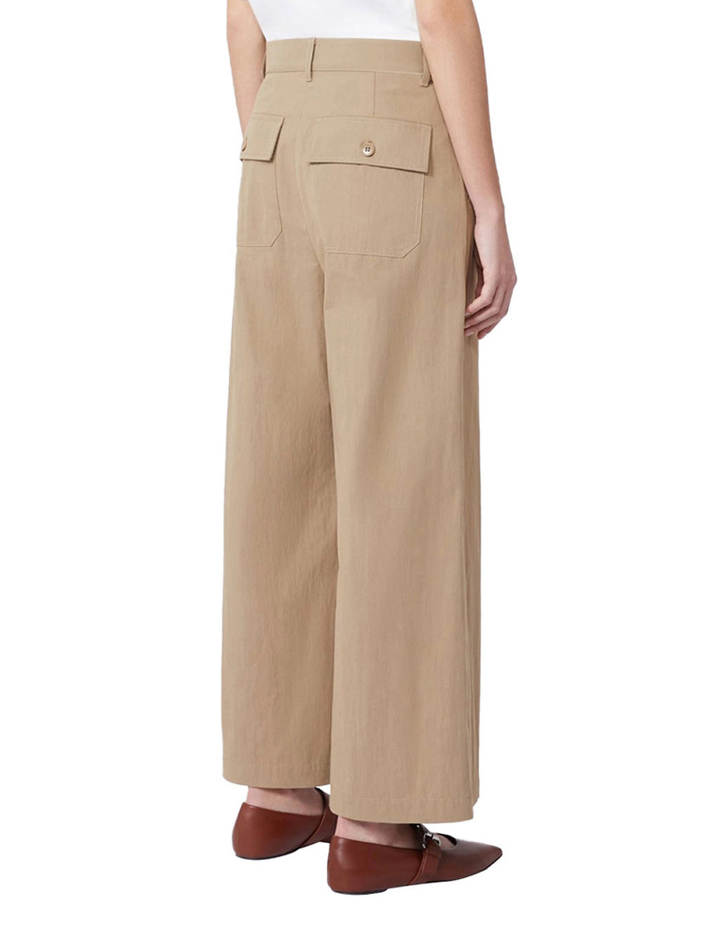 Max Mara Weekend Pantalone In Gabardina Lavata Max Mara - Nocciola