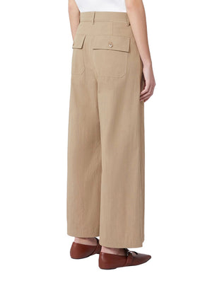 Max Mara Weekend Pantalone In Gabardina Lavata Max Mara - Nocciola