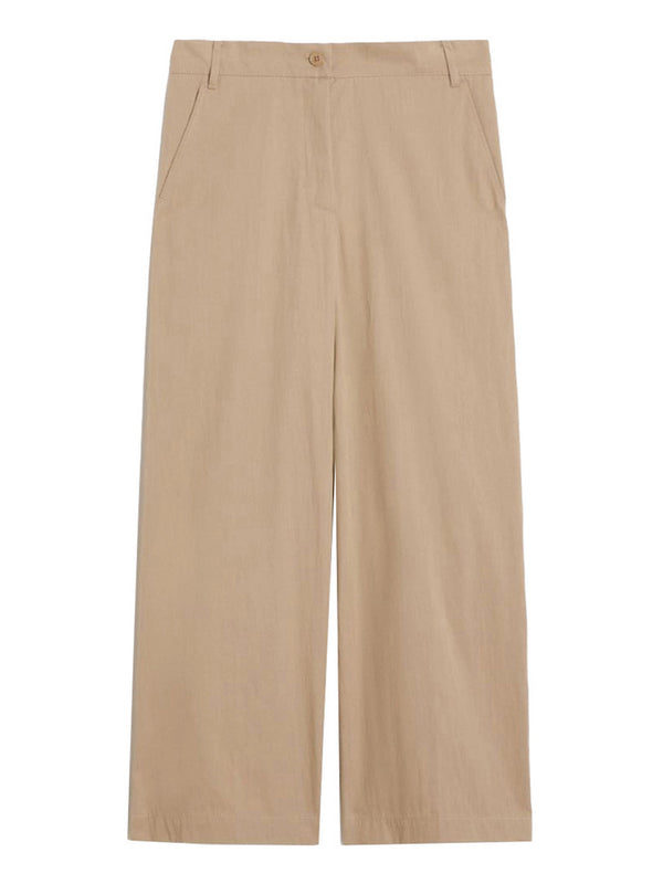 Max Mara Weekend Pantalone In Gabardina Lavata Max Mara - Nocciola