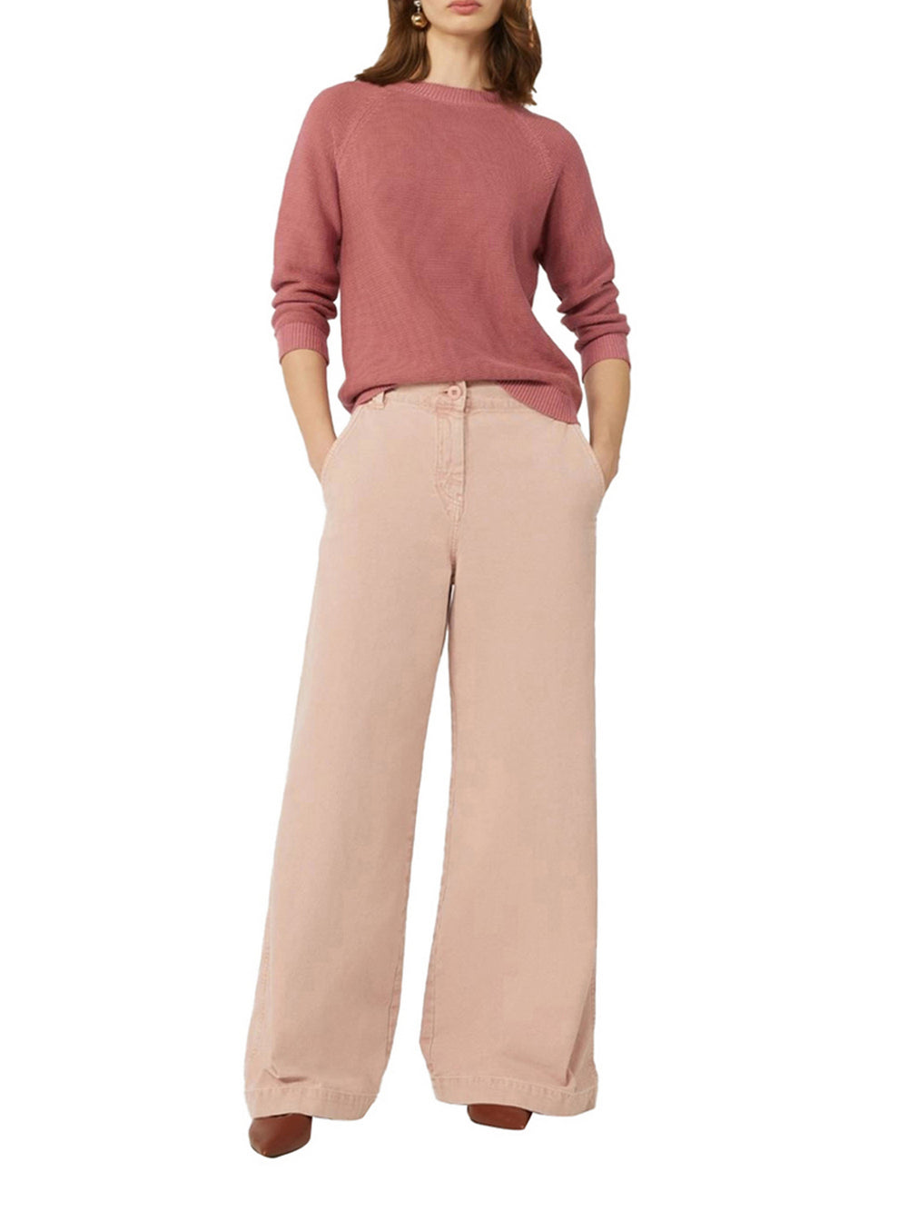 Max Mara Weekend Pantalone Wide Leg Max Mara In Canvas Di Cotone - Rosa