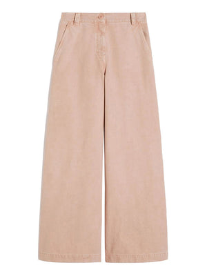 Max Mara Weekend Pantalone Wide Leg Max Mara In Canvas Di Cotone - Rosa