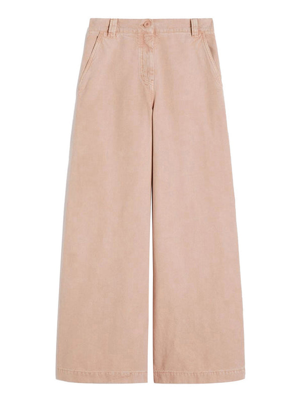 Max Mara Weekend Pantalone Wide Leg Max Mara In Canvas Di Cotone - Rosa