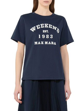 Max Mara Weekend T-Shirt Max Mara In Cotone Con Stampa Grafica - Blu