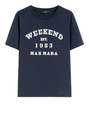 Max Mara Weekend T-Shirt Max Mara In Cotone Con Stampa Grafica - Blu