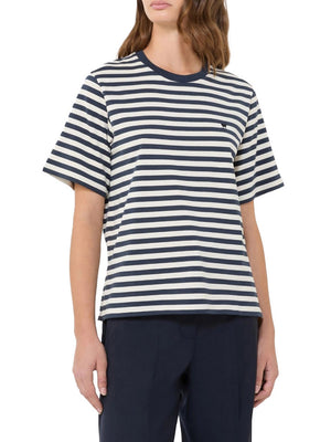 Max Mara Weekend T-Shirt Max Mara Basic In Cotone - Blu/Bianco