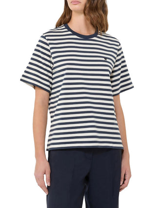 Max Mara Weekend T-Shirt Max Mara Basic In Cotone - Blu/Bianco
