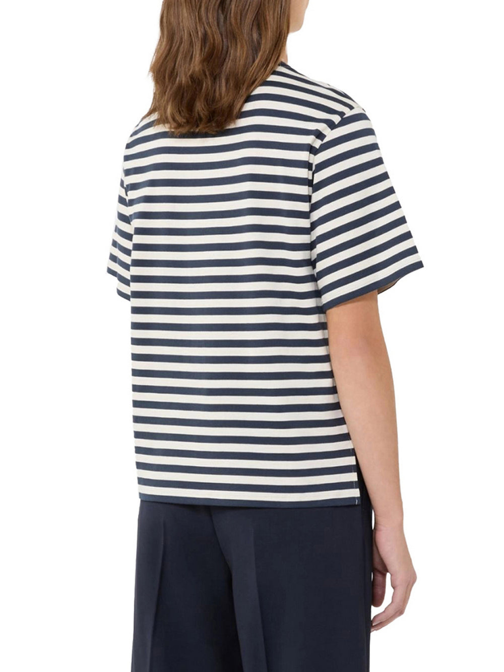 Max Mara Weekend T-Shirt Max Mara Basic In Cotone - Blu/Bianco