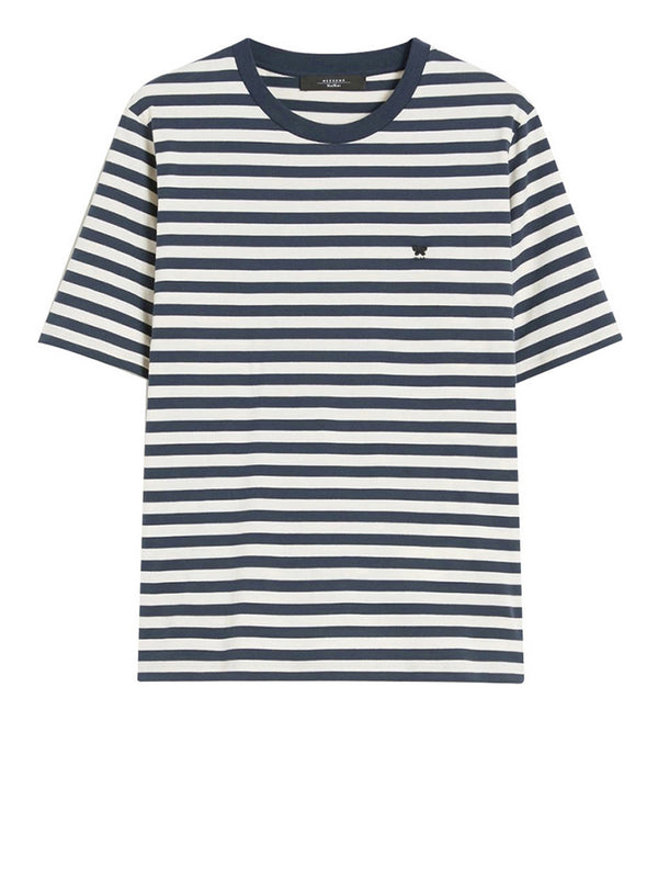 Max Mara Weekend T-Shirt Max Mara Basic In Cotone - Blu/Bianco