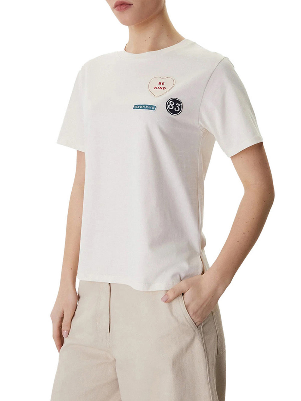 Max Mara Weekend T-Shirt Max Mara In Cotone Con Stampa E Ricami - Bianco