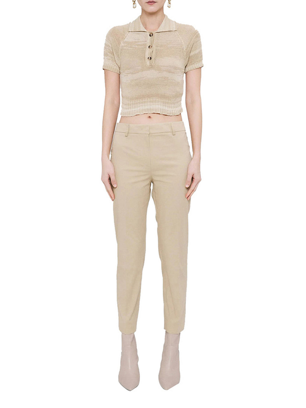 Max Mara Weekend Pantalone Max Mara Slim Fit In Cotone - Sabbia