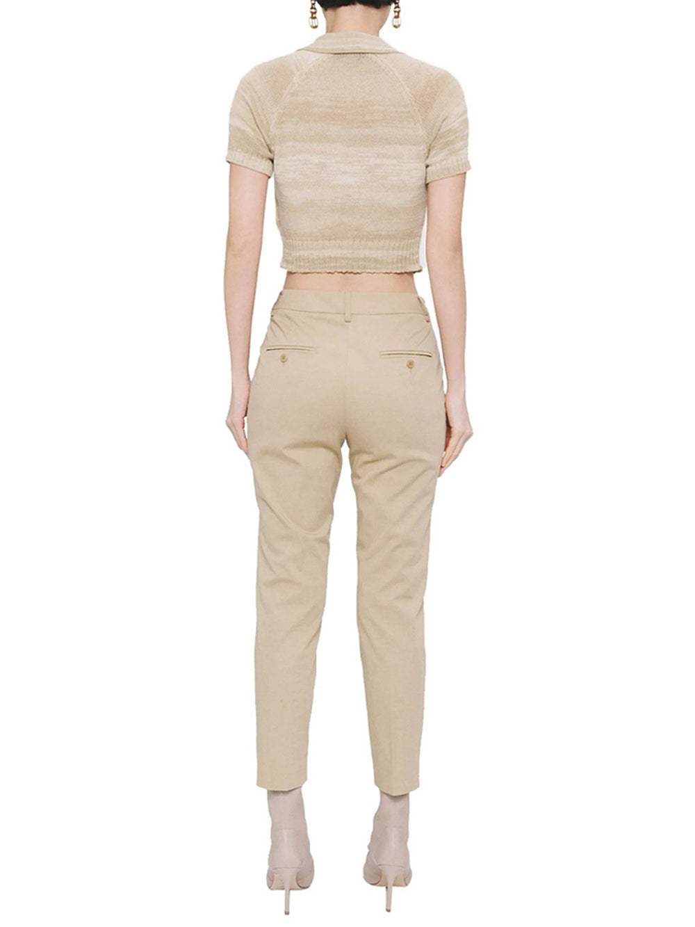 Max Mara Weekend Pantalone Max Mara Slim Fit In Cotone - Sabbia