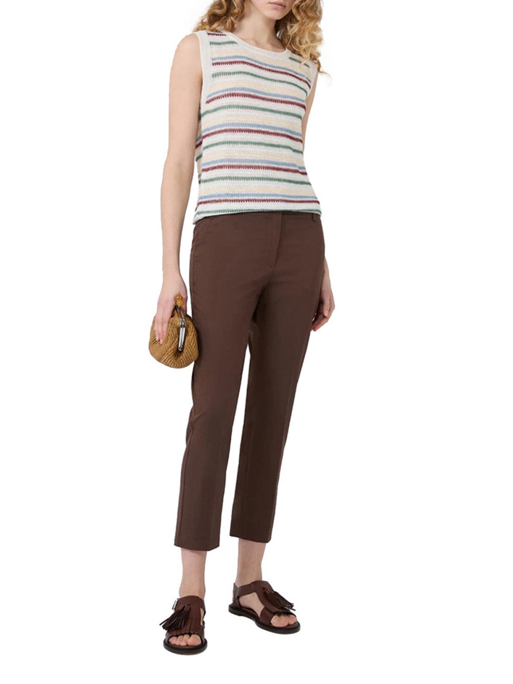 Max Mara Weekend Pantalone Max Mara Slim Fit In Cotone - Marrone