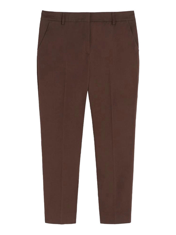 Max Mara Weekend Pantalone Max Mara Slim Fit In Cotone - Marrone