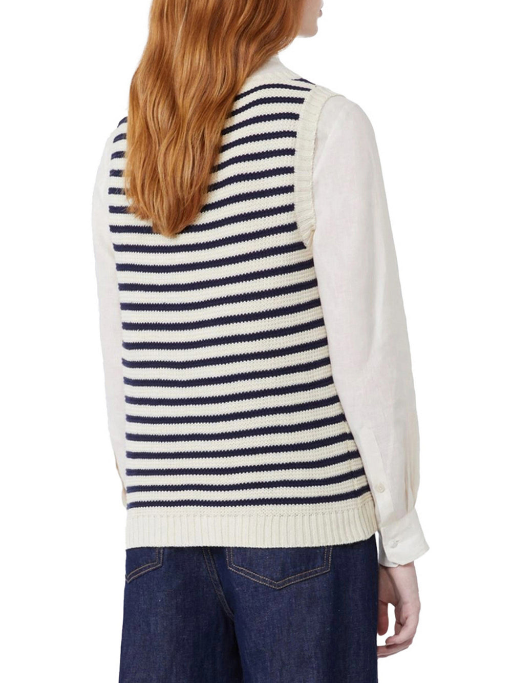 Max Mara Weekend Maglia Max Mara In Filato Di Cotone - Blu/Bianco