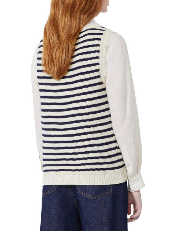 Max Mara Weekend Maglia Max Mara In Filato Di Cotone - Blu/Bianco