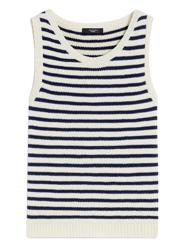 Max Mara Weekend Maglia Max Mara In Filato Di Cotone - Blu/Bianco