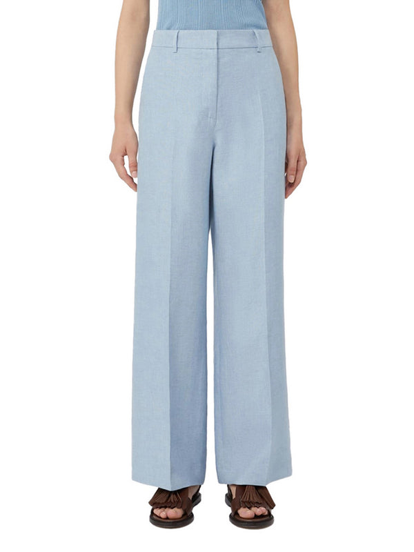Max Mara Weekend Pantalone Max Mara In Canvas Di Lino - Azzurro