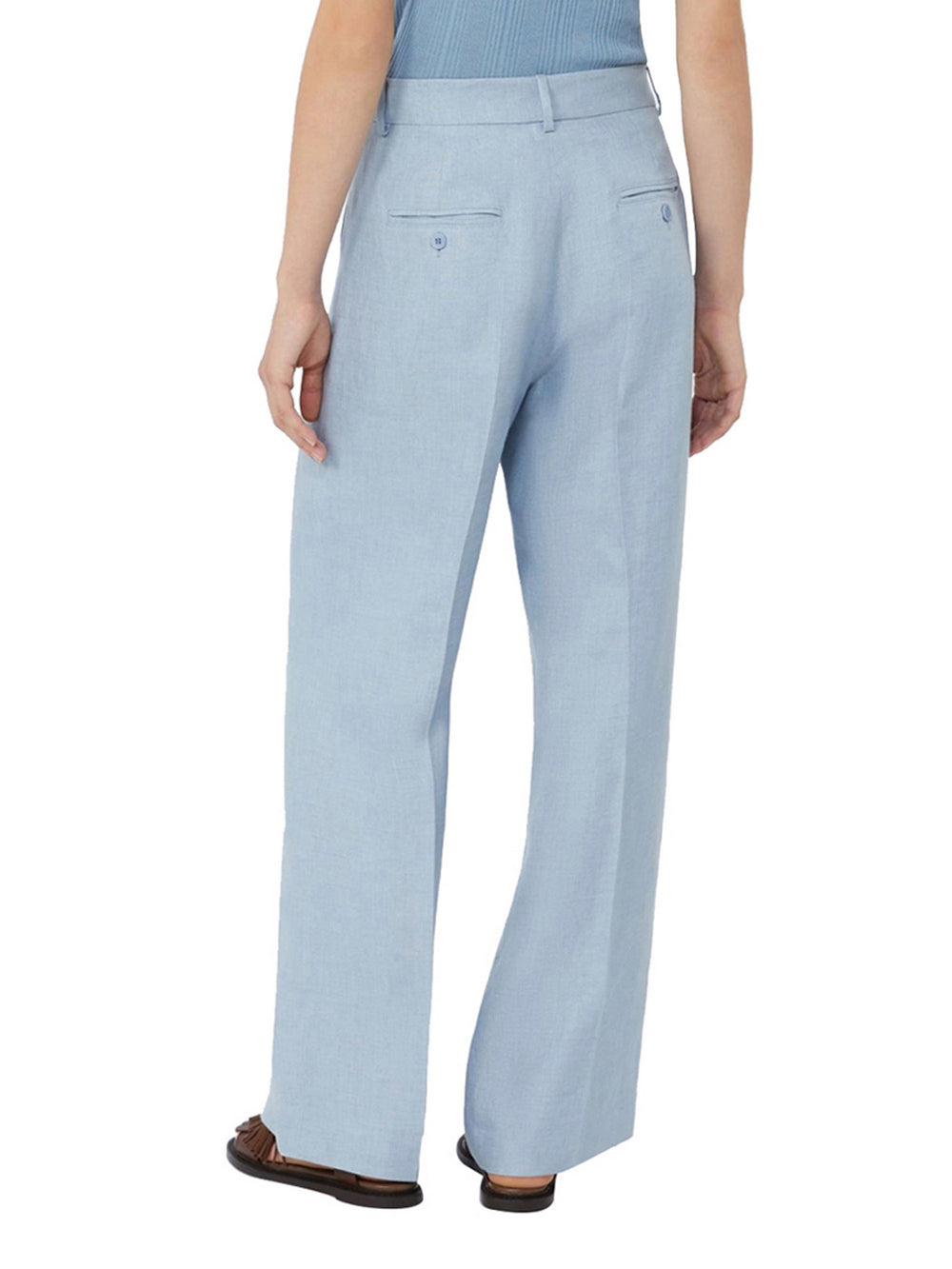 Max Mara Weekend Pantalone Max Mara In Canvas Di Lino - Azzurro
