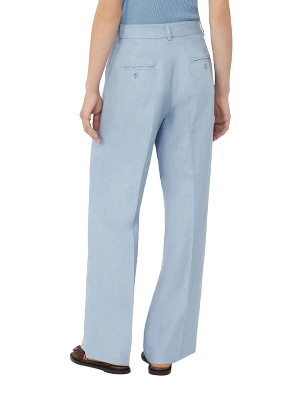 Max Mara Weekend Pantalone Max Mara In Canvas Di Lino - Azzurro