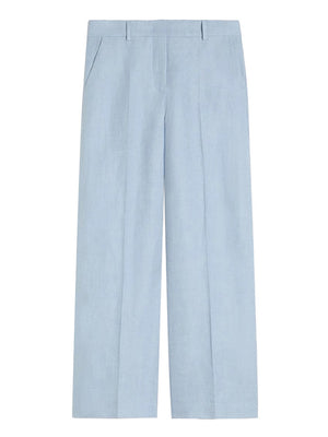 Max Mara Weekend Pantalone Max Mara In Canvas Di Lino - Azzurro