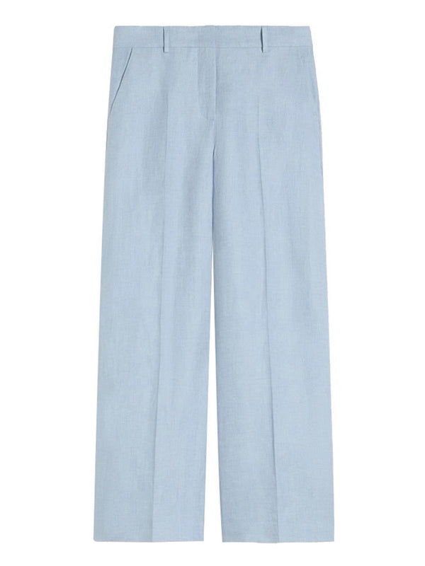Max Mara Weekend Pantalone Max Mara In Canvas Di Lino - Azzurro