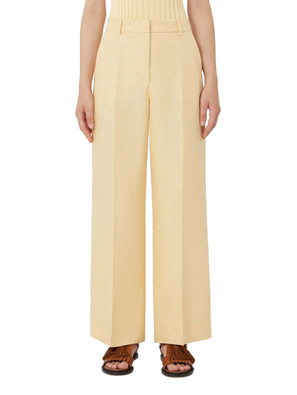 Max Mara Weekend Pantalone Max Mara In Canvas Di Lino - Giallo