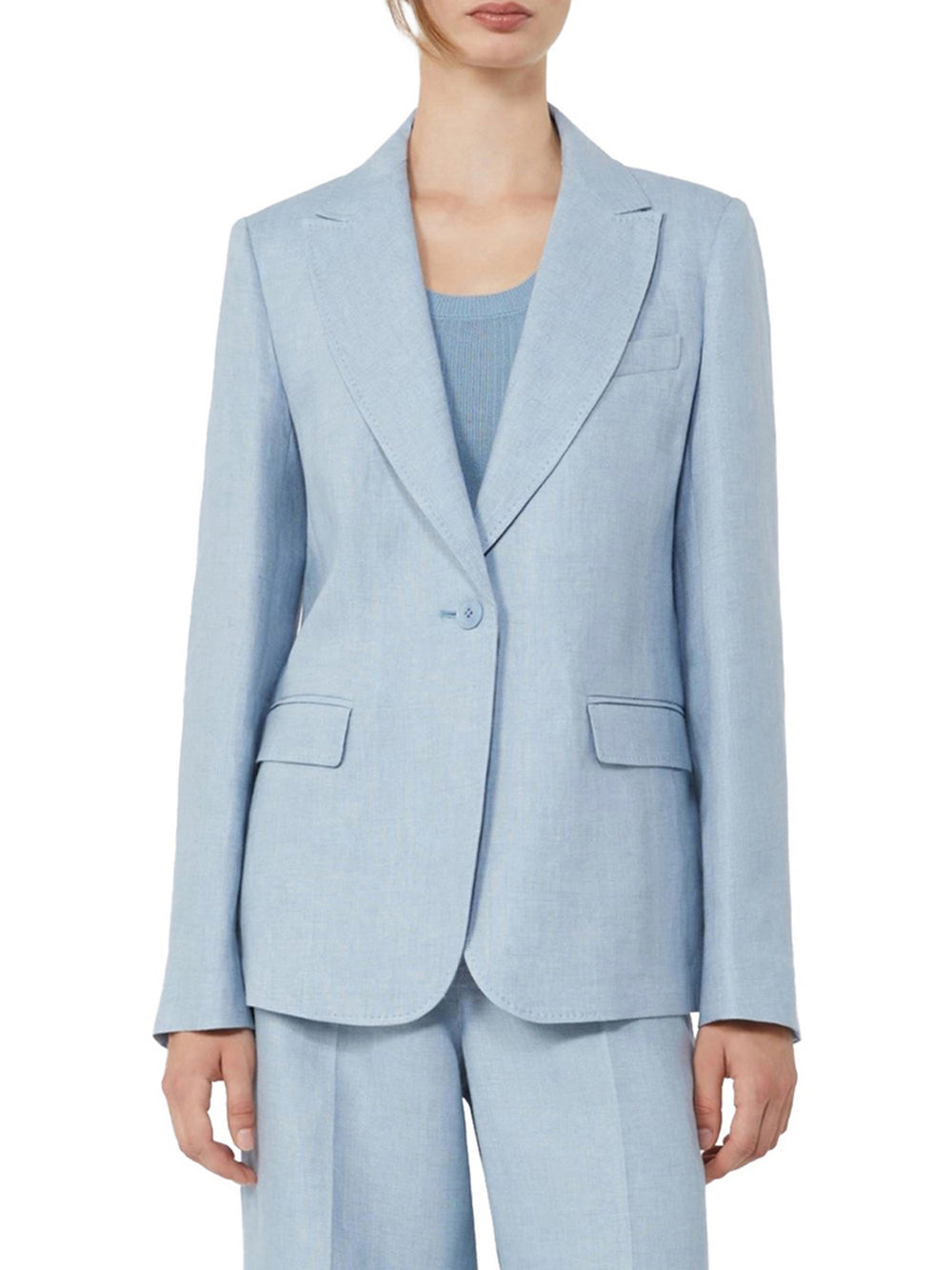 Max Mara Weekend Giacca Max Mara In Canvas Di Lino - Azzurro