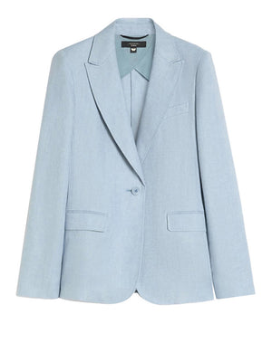 Max Mara Weekend Giacca Max Mara In Canvas Di Lino - Azzurro