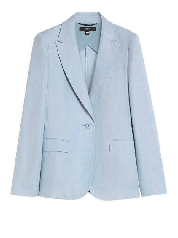 Max Mara Weekend Giacca Max Mara In Canvas Di Lino - Azzurro