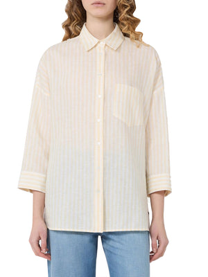 MAXMARA WEEKEND 2USCITA Camicia Max Mara In Tela Di Lino A Righe - Giallo chiaro