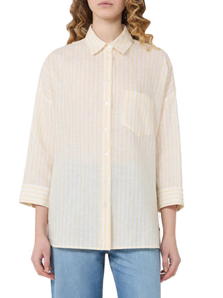 MAXMARA WEEKEND 2USCITA Camicia Max Mara In Tela Di Lino A Righe - Giallo chiaro