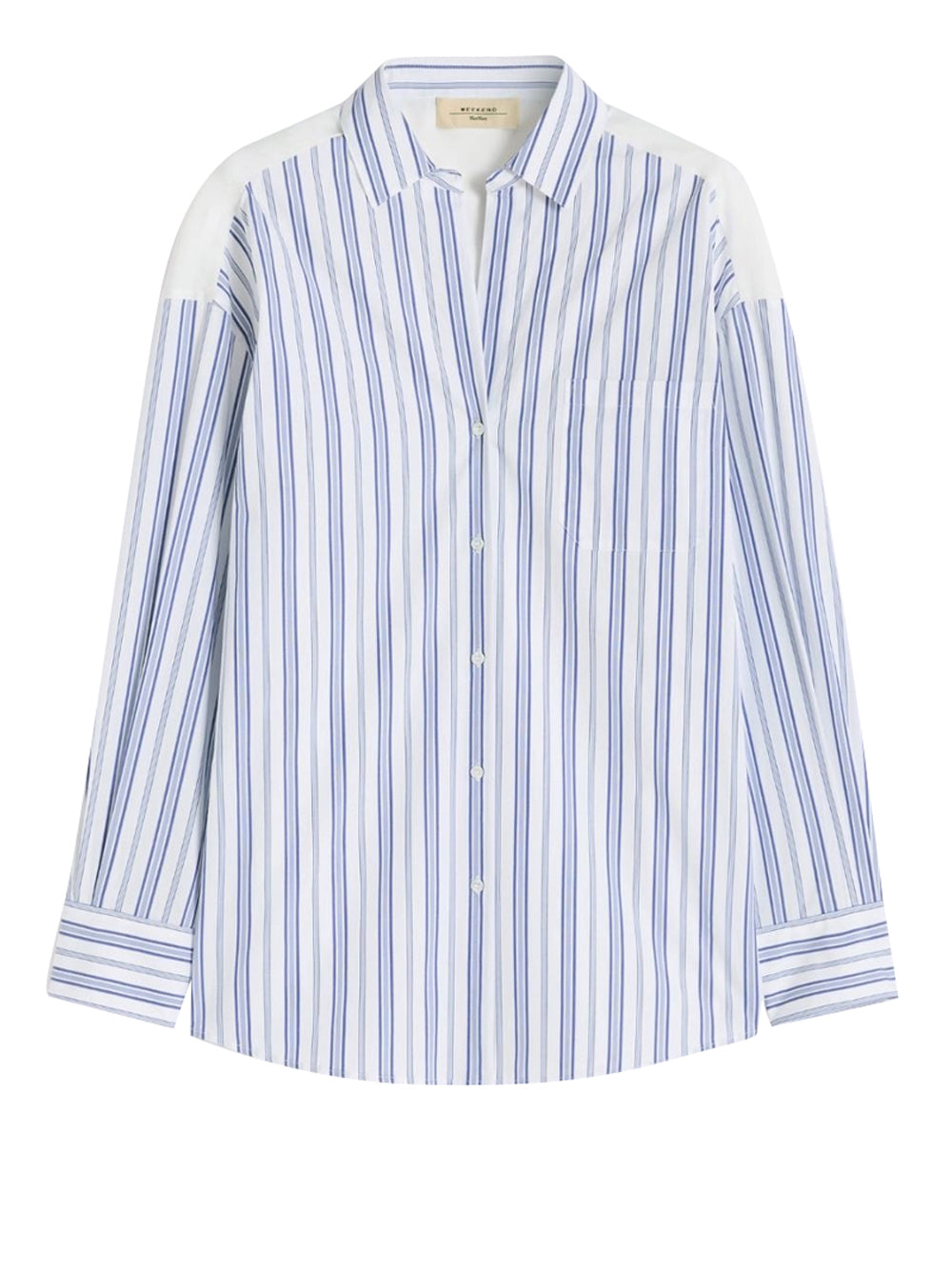 MAXMARA WEEKEND 2USCITA Camicia Max Mara In Cotone A Righe E Pizzo Sangallo - Blu
