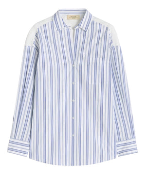 MAXMARA WEEKEND 2USCITA Camicia Max Mara In Cotone A Righe E Pizzo Sangallo - Blu