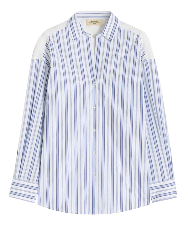 MAXMARA WEEKEND 2USCITA Camicia Max Mara In Cotone A Righe E Pizzo Sangallo - Blu