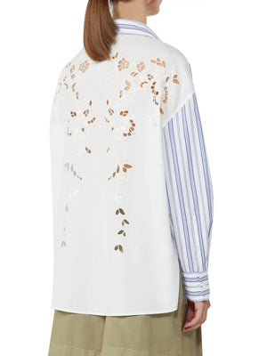 MAXMARA WEEKEND 2USCITA Camicia Max Mara In Cotone A Righe E Pizzo Sangallo - Blu