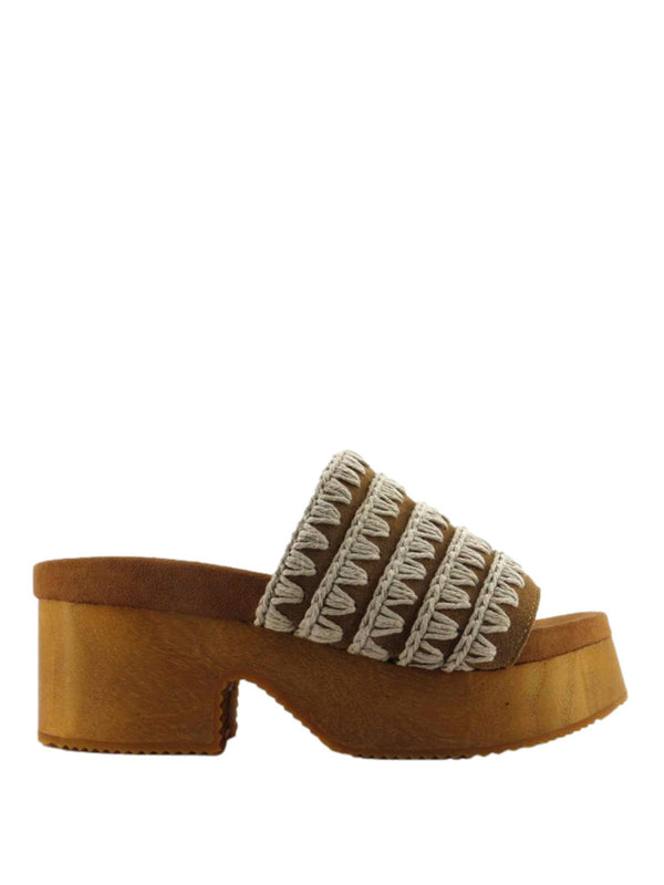 MOU Sandalo Mou Monoband High Heel Wood Cognac