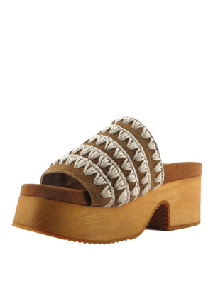 MOU Sandalo Mou Monoband High Heel Wood Cognac