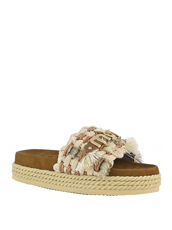 MOU Sandalo Mou Monoband Rope Fringes - Beige