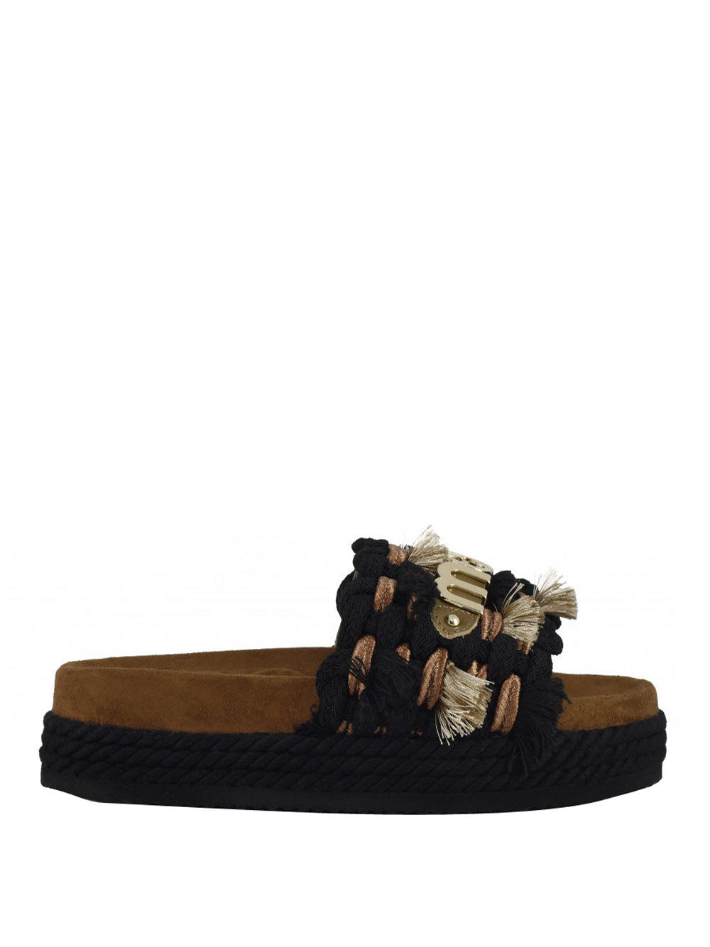 MOU Sandalo Mou Monoband Rope Fringes - Nero