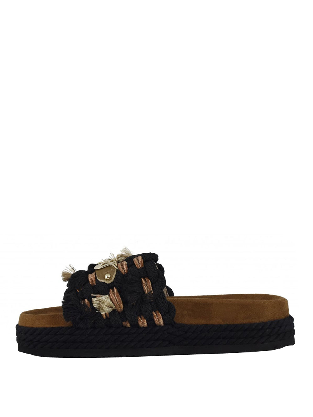 MOU Sandalo Mou Monoband Rope Fringes - Nero