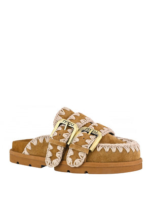 MOU Ciabatte Mou Low Bio Sabat Two Buckles Cognac