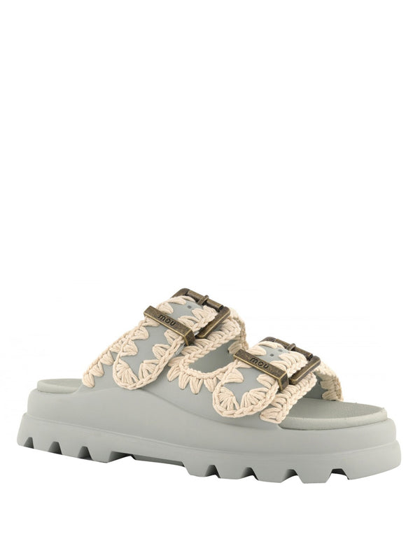 MOU Sandalo Mou Eva One Piece Slide Two Buckle - Tea