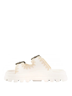 MOU Sandalo Mou Eva One Piece Slide Two Buckle - Bianco