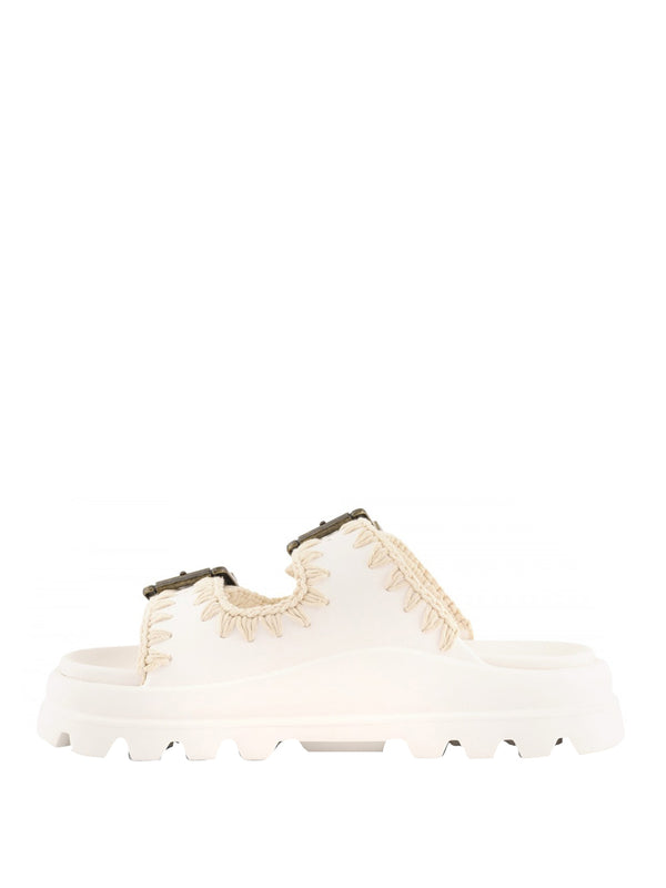 MOU Sandalo Mou Eva One Piece Slide Two Buckle - Bianco