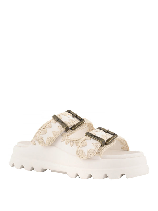 MOU Sandalo Mou Eva One Piece Slide Two Buckle - Bianco