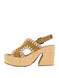 MOU Sandalo Mou Raffia Platform - Cognac