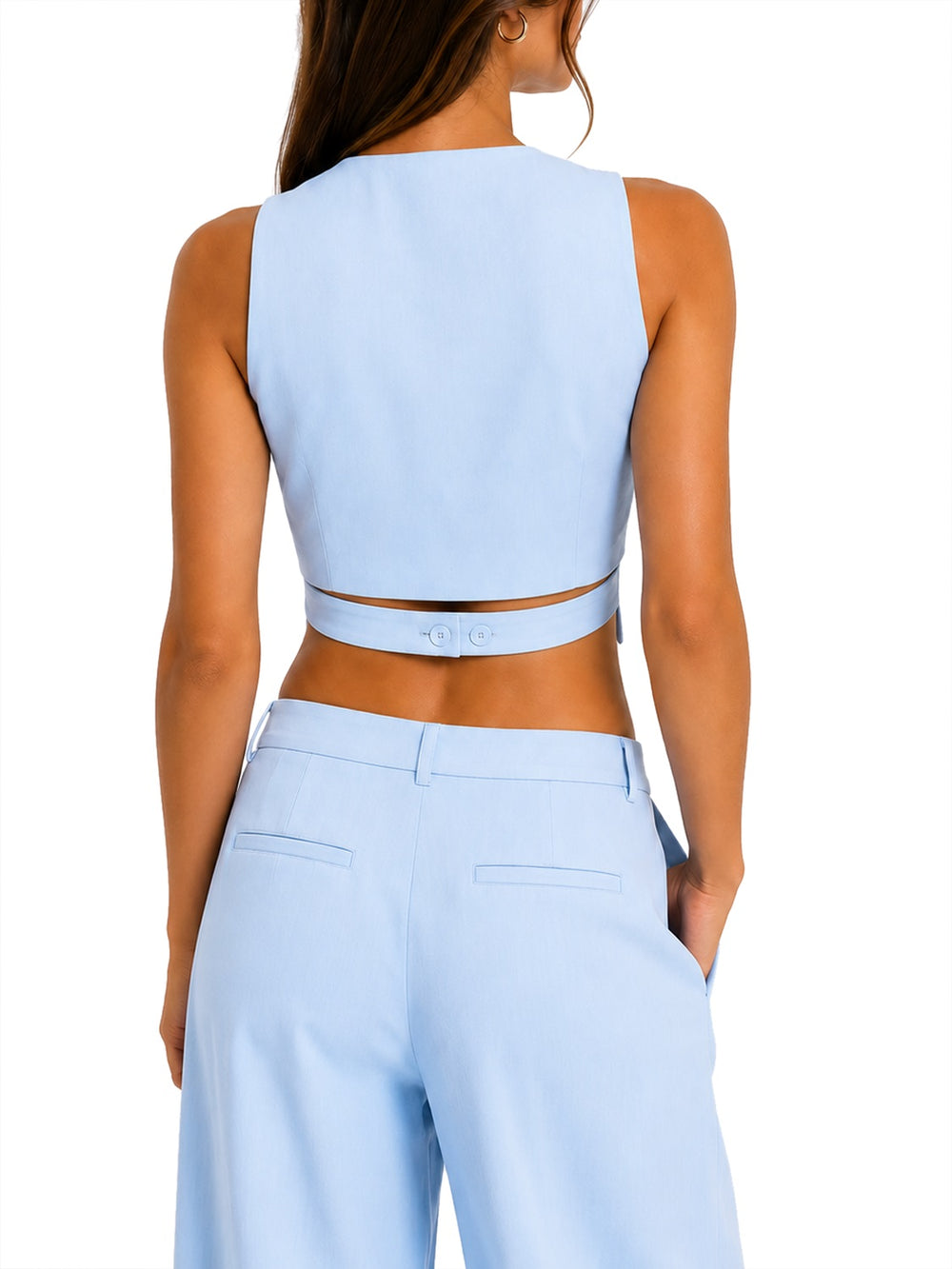 NATHI' LUXURY Gilet Nathi Luxury In Tinta Unita - Celeste