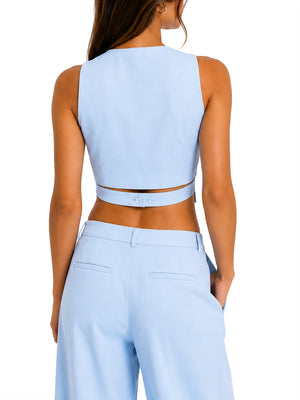 NATHI' LUXURY Gilet Nathi Luxury In Tinta Unita - Celeste