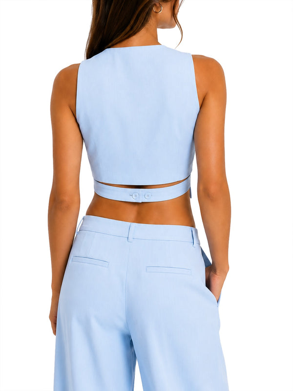 NATHI' LUXURY Gilet Nathi Luxury In Tinta Unita - Celeste